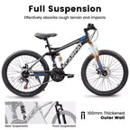 Bicicleta de montaña Whisen de doble suspensión y 27,5 pulgadas, amortiguadores delanteros y traseros, frenos de disco mecánicos, 21 velocidades