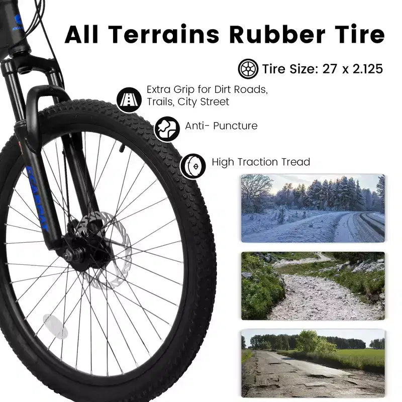 Bicicleta de montaña Whisen de doble suspensión y 27,5 pulgadas, amortiguadores delanteros y traseros, frenos de disco mecánicos, 21 velocidades