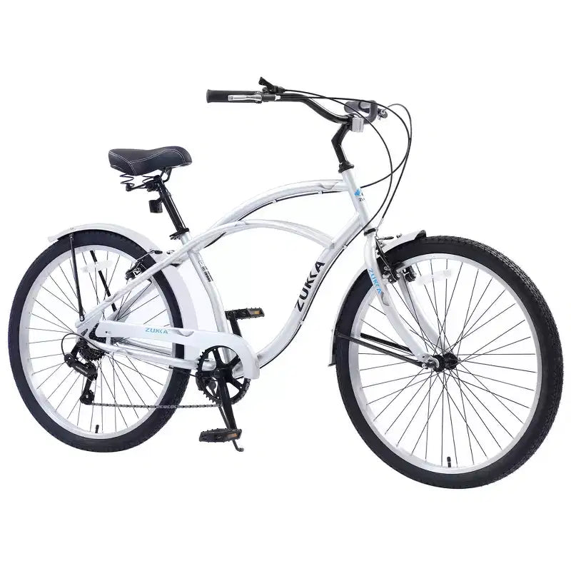 Bicicletas Whisen 26 para adultos con cuadro de acero y barra baja, 7 velocidades, frenos V delanteros y traseros