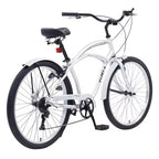 Bicicletas Whisen 26 para adultos con cuadro de acero y barra baja, 7 velocidades, frenos V delanteros y traseros