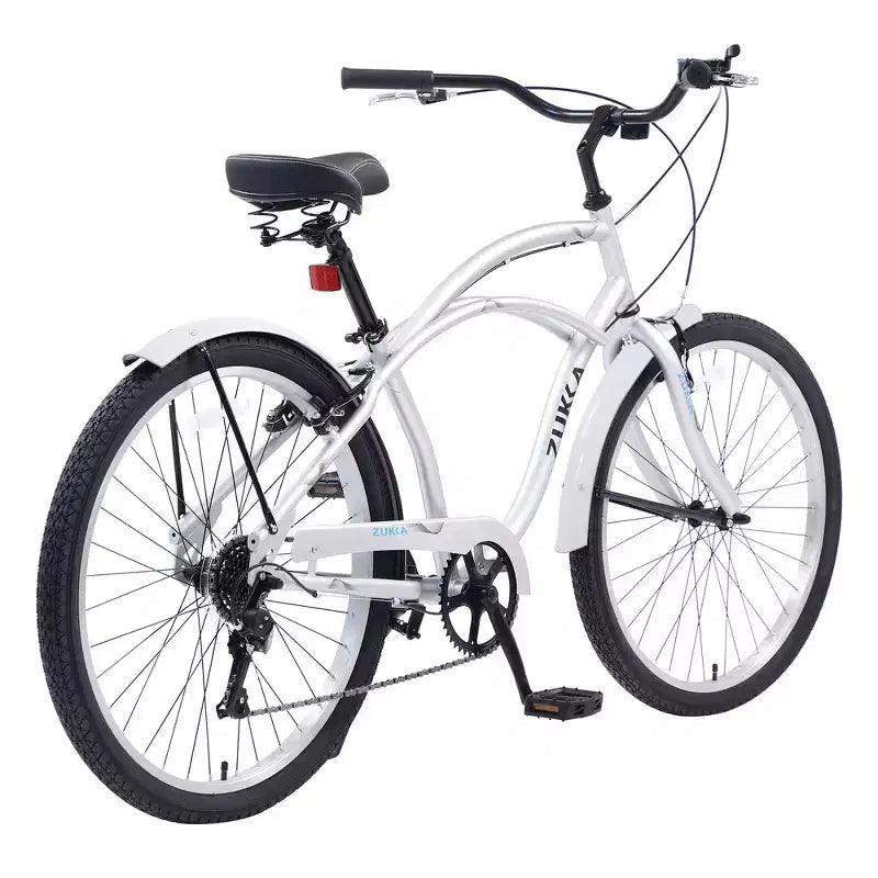 Bicicletas Whisen 26 para adultos con cuadro de acero y barra baja, 7 velocidades, frenos V delanteros y traseros