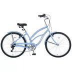 Bicicleta playera Whisen 26 para mujer, con cuadro de acero de diseño bajo y 7 velocidades.