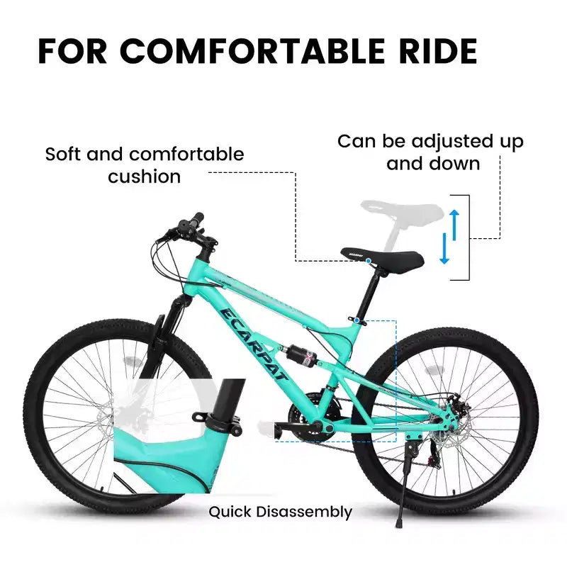 Bicicleta de Montaña Whisen de 26 Pulgadas, Cuadro de Acero, Horquilla con Suspensión, Amortiguador Adicional, 21 Velocidades, Unisex