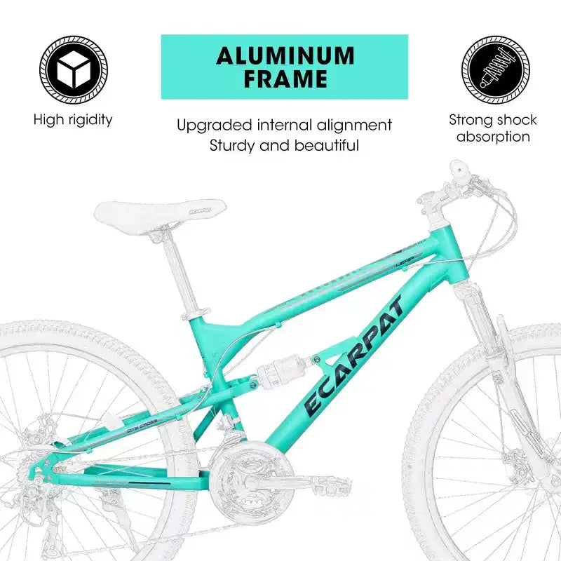 Bicicleta de Montaña Whisen de 26 Pulgadas, Cuadro de Acero, Horquilla con Suspensión, Amortiguador Adicional, 21 Velocidades, Unisex