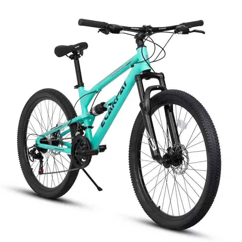 Bicicleta de Montaña Whisen de 26 Pulgadas, Cuadro de Acero, Horquilla con Suspensión, Amortiguador Adicional, 21 Velocidades, Unisex