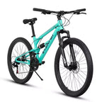 Bicicleta de Montaña Whisen de 26 Pulgadas, Cuadro de Acero, Horquilla con Suspensión, Amortiguador Adicional, 21 Velocidades, Unisex