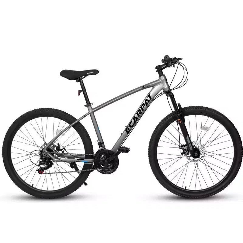 Bicicleta de Montaña Whisen de 27 Pulgadas y 21 Velocidades, Horquilla de Suspensión, Freno de Disco y Cuadro de Aluminio - Gris