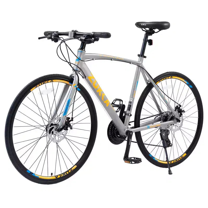 Bicicleta híbrida Whisen de 28 pulgadas para adultos, bicicleta de carretera con 24 velocidades, frenos de disco