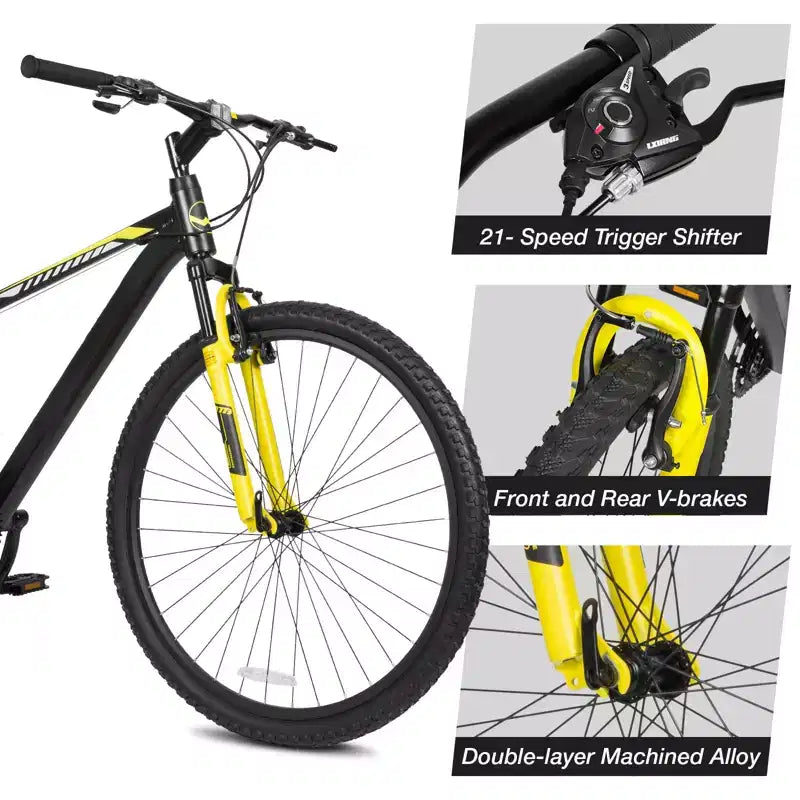 Bicicleta de montaña Hykolity de 29 pulgadas, MTB 29r, bicicleta deportiva, bici grande, suspensión total, ligera, ciclismo al aire libre para adultos, hombres y mujeres, gris neutro