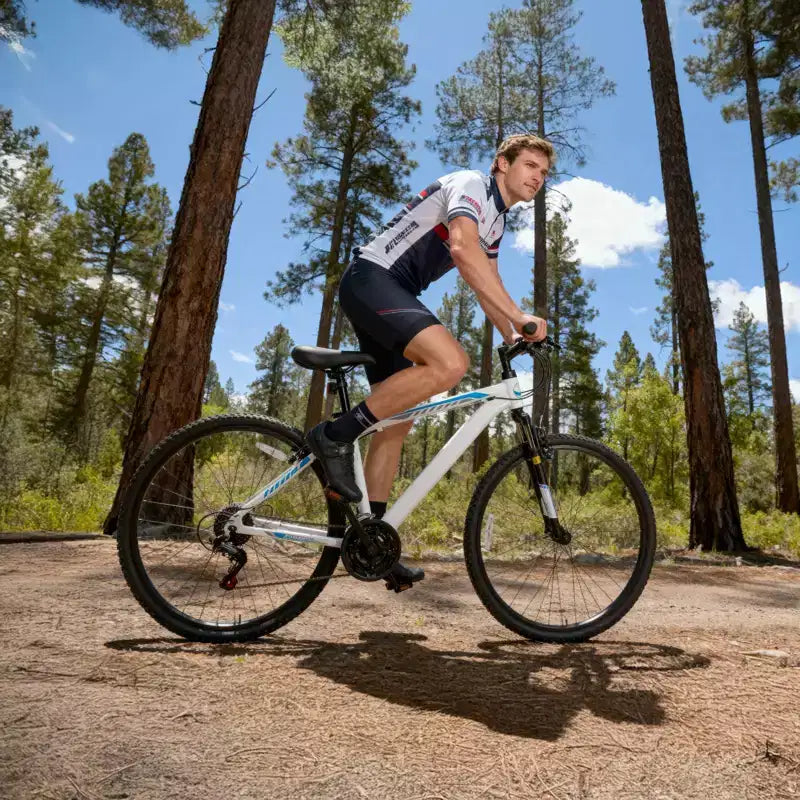 Bicicleta de montaña Hykolity de 29 pulgadas 29r MTB Bicicleta deportiva Bicicleta grande Suspensión completa Ligera Ciclismo al aire libre para hombres y mujeres adultos - Blanco pálido