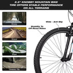 Bicicleta de montaña Hykolity de 29 pulgadas 29r MTB Bicicleta deportiva Bicicleta grande Suspensión completa Ligera Ciclismo al aire libre para hombres y mujeres adultos - Blanco pálido