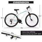 Bicicleta de montaña Hykolity de 29 pulgadas 29r MTB Bicicleta deportiva Bicicleta grande Suspensión completa Ligera Ciclismo al aire libre para hombres y mujeres adultos - Blanco pálido