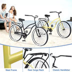 Bicicleta de crucero de playa para hombre Whisen 26, bicicletas de una sola velocidad con cuadro de acero, ruedas anchas para mayor estabilidad