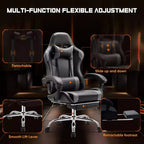 Silla gaming ergonómica Okak con reposapiés y soporte lumbar, silla de ordenador con reposacabezas y reposabrazos, silla con ruedas para estudio y oficina