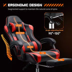 Silla gaming ergonómica Okak con reposapiés y soporte lumbar, silla de ordenador con reposacabezas y reposabrazos, silla con ruedas para estudio y oficina