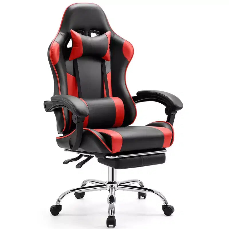 Silla gaming ergonómica Okak con reposapiés y soporte lumbar, silla de ordenador con reposacabezas y reposabrazos, silla con ruedas para estudio y oficina