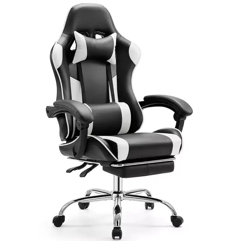 Silla gaming ergonómica Okak con reposapiés y soporte lumbar, silla de ordenador con reposacabezas y reposabrazos, silla con ruedas para estudio y oficina