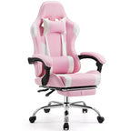 Silla gaming ergonómica Okak con reposapiés y soporte lumbar, silla de ordenador con reposacabezas y reposabrazos, silla con ruedas para estudio y oficina