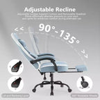 Silla de oficina ergonómica Okak con reposabrazos acolchados, silla gaming con reposapiés y soporte lumbar, silla giratoria con ruedas para casa y oficina