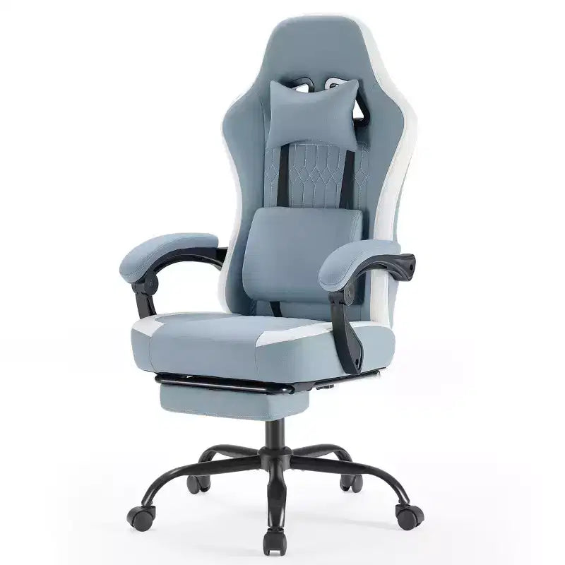 Silla de oficina ergonómica Okak con reposabrazos acolchados, silla gaming con reposapiés y soporte lumbar, silla giratoria con ruedas para casa y oficina