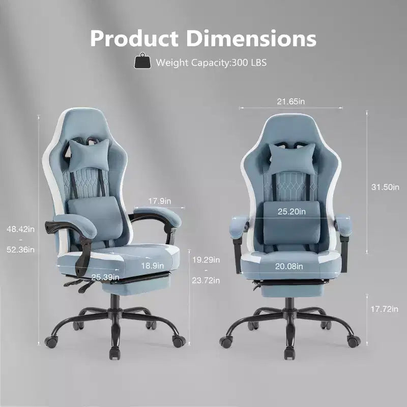 Silla de oficina ergonómica Okak con reposabrazos acolchados, silla gaming con reposapiés y soporte lumbar, silla giratoria con ruedas para casa y oficina