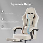 Silla de oficina ergonómica Okak con reposabrazos acolchados, silla gaming con reposapiés y soporte lumbar, silla giratoria con ruedas para casa y oficina