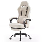 Silla de oficina ergonómica Okak con reposabrazos acolchados, silla gaming con reposapiés y soporte lumbar, silla giratoria con ruedas para casa y oficina