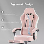 Silla de oficina ergonómica Okak con reposabrazos acolchados, silla gaming con reposapiés y soporte lumbar, silla giratoria con ruedas para casa y oficina