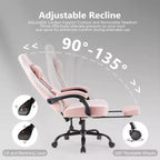 Silla de oficina ergonómica Okak con reposabrazos acolchados, silla gaming con reposapiés y soporte lumbar, silla giratoria con ruedas para casa y oficina
