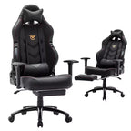 Silla de juego ergonómica de respaldo alto Okak con almohada cervical desmontable, silla de computadora con asiento acolchado y soporte lumbar, silla cómoda para el hogar, negra
