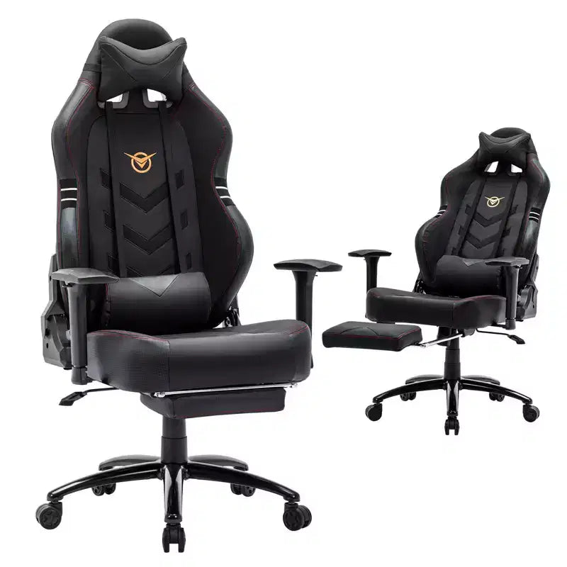 Silla de juego ergonómica de respaldo alto Okak con almohada cervical desmontable, silla de computadora con asiento acolchado y soporte lumbar, silla cómoda para el hogar, negra