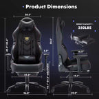 Silla de juego ergonómica de respaldo alto Okak con almohada cervical desmontable, silla de computadora con asiento acolchado y soporte lumbar, silla cómoda para el hogar, negra