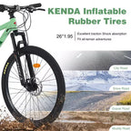 Bicicleta de montaña Whisen 26 con suspensión, cambio trasero de 8 velocidades, horquilla, neumáticos KENDA, frenos de disco dobles