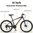 Bicicleta de montaña Whisen 26 con suspensión, cambio trasero de 8 velocidades, horquilla, neumáticos KENDA, frenos de disco dobles