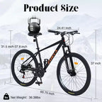 Bicicleta de montaña Whisen 26 con suspensión, cambio trasero de 8 velocidades, horquilla, neumáticos KENDA, frenos de disco dobles