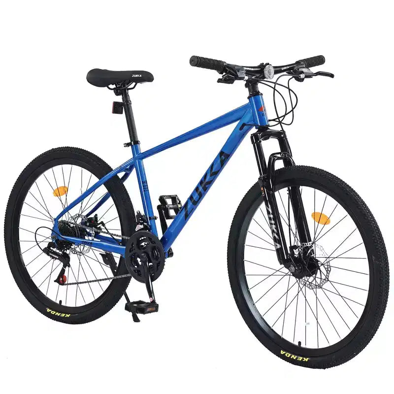 Bicicleta de montaña Whisen 26 con suspensión, cambio trasero de 8 velocidades, horquilla, neumáticos KENDA, frenos de disco dobles