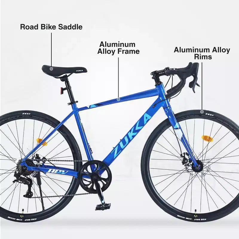 Bicicleta de Carretera Whisen 28, Bicicleta para Exteriores de Adultos con 7 Velocidades, Cuadro de Aleación de Aluminio para Hombres y Mujeres