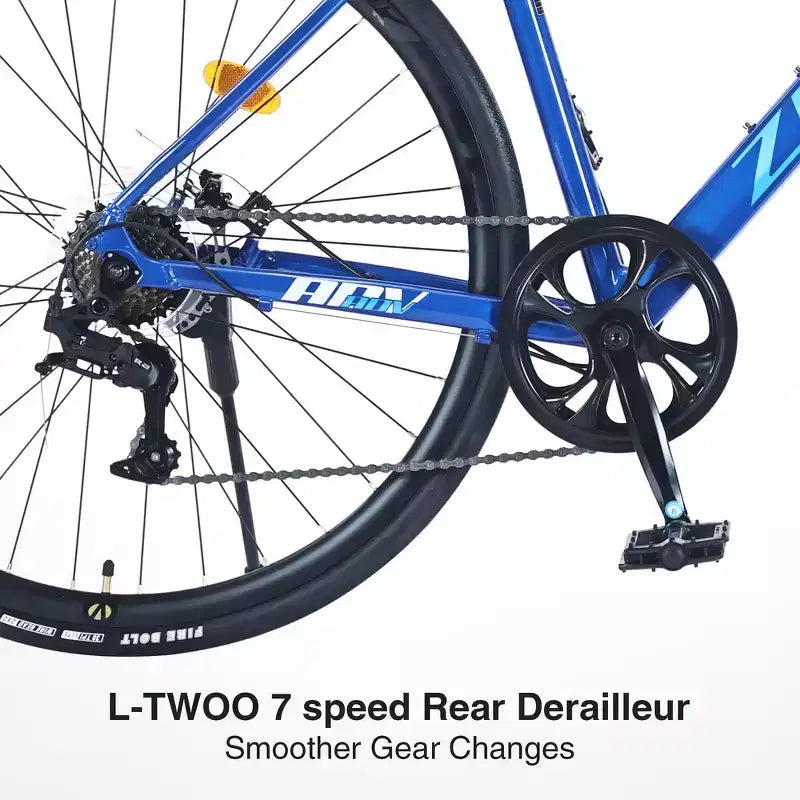 Bicicleta de Carretera Whisen 28, Bicicleta para Exteriores de Adultos con 7 Velocidades, Cuadro de Aleación de Aluminio para Hombres y Mujeres