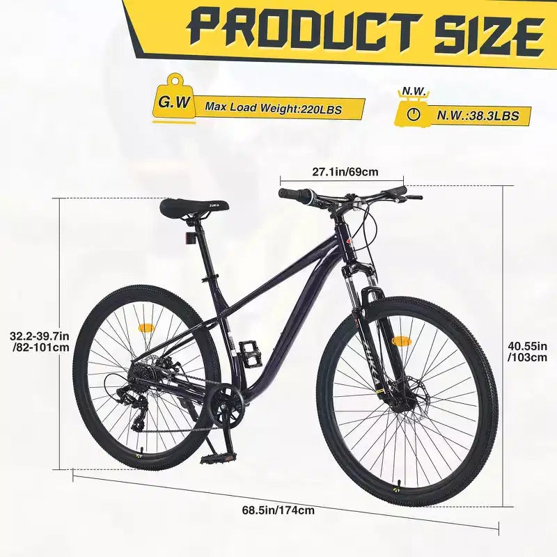 Bicicleta de montaña Whisen 27.5 con cambio trasero de 8 velocidades, suspensión delantera, cuadro de acero