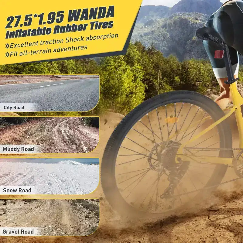 Bicicleta de montaña Whisen 27.5 con cambio trasero de 8 velocidades, suspensión delantera, cuadro de acero