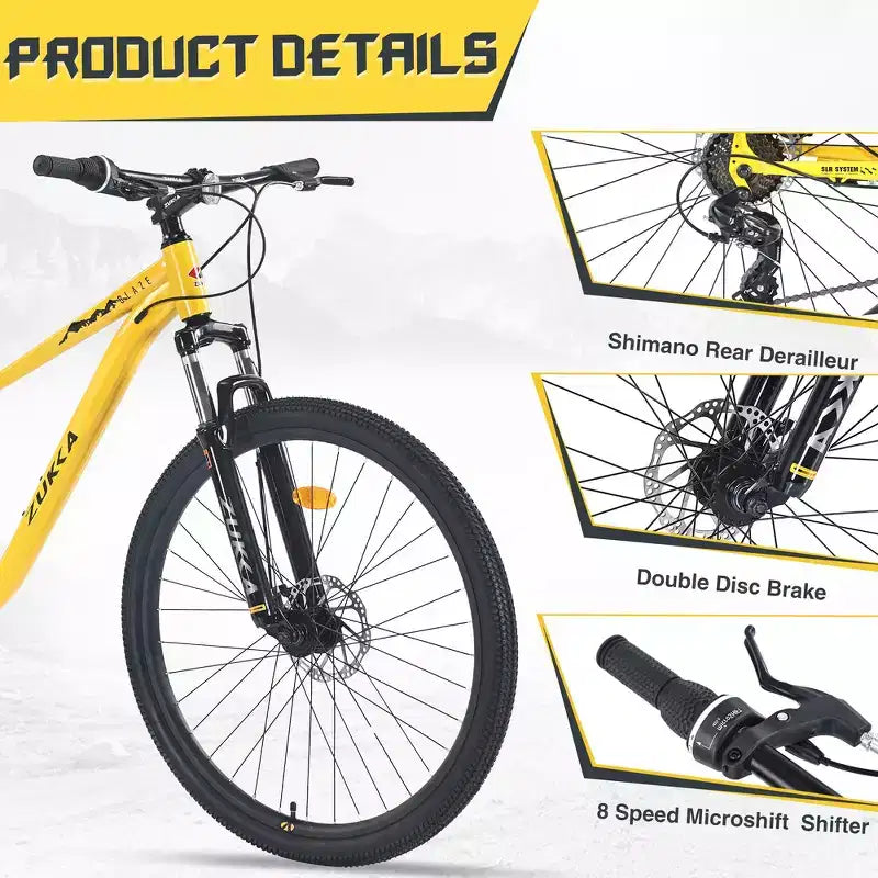 Bicicleta de montaña Whisen 27.5 con cambio trasero de 8 velocidades, suspensión delantera, cuadro de acero