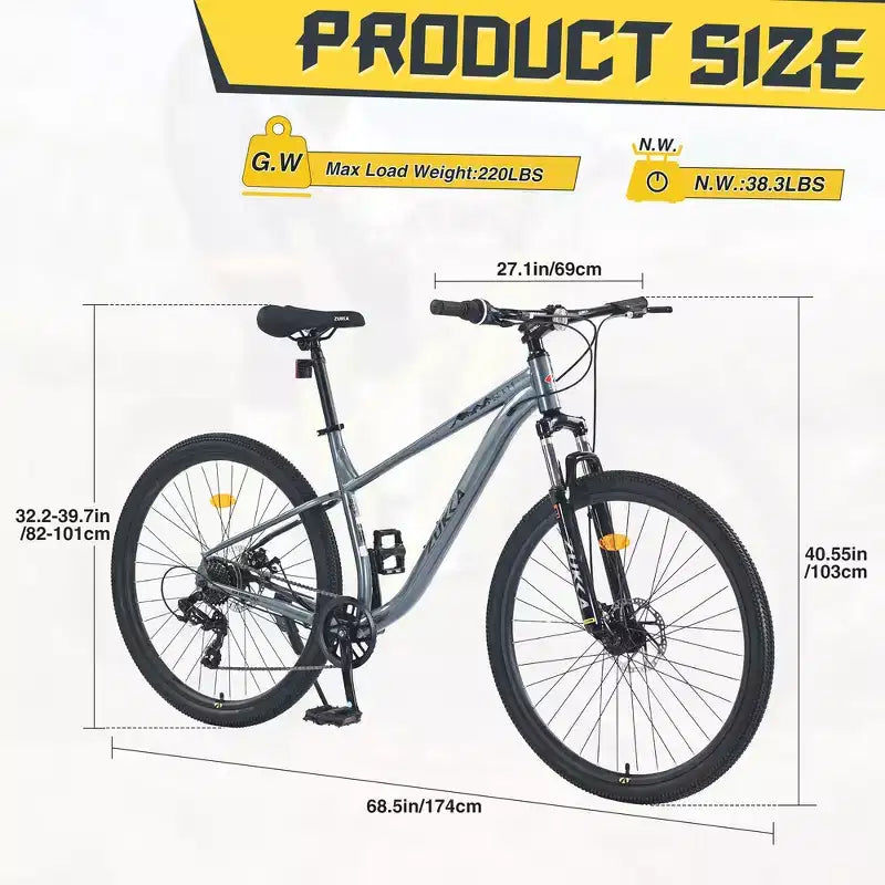 Bicicleta de montaña Whisen 27.5 con cambio trasero de 8 velocidades, suspensión delantera, cuadro de acero