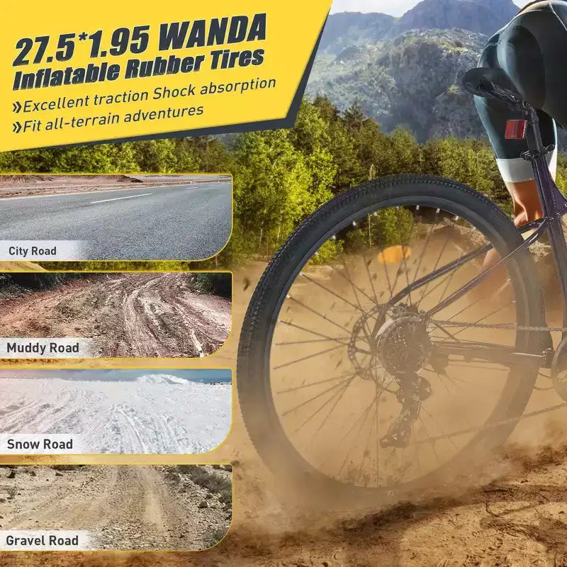 Bicicleta de montaña Whisen 27.5 con cambio trasero de 8 velocidades, suspensión delantera, cuadro de acero