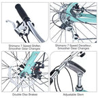 Bicicleta de carga Whisen 26 con 7 velocidades, cuadro de aleación de aluminio, frenos de doble disco para mujeres y hombres