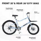 Bicicleta de carga Whisen 26 con 7 velocidades, cuadro de aleación de aluminio, frenos de doble disco para mujeres y hombres