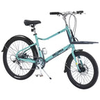 Bicicleta de carga Whisen 26 con 7 velocidades, cuadro de aleación de aluminio, frenos de doble disco para mujeres y hombres