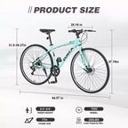 Bicicleta de carretera Whisen 28, bicicleta híbrida urbana con cuadro de aleación de aluminio Shimano de 7 velocidades y doble freno de disco
