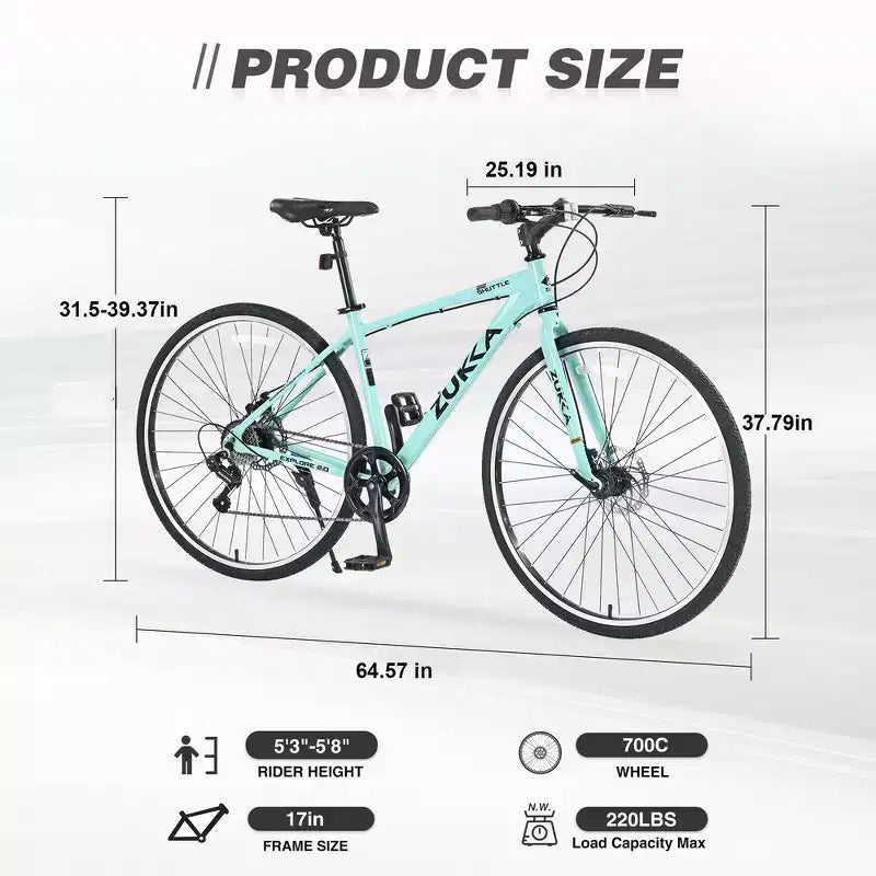 Bicicleta de carretera Whisen 28, bicicleta híbrida urbana con cuadro de aleación de aluminio Shimano de 7 velocidades y doble freno de disco