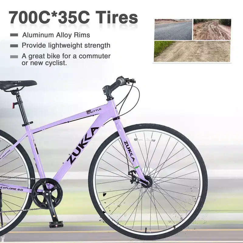Bicicleta de carretera Whisen 28, bicicleta híbrida urbana con cuadro de aleación de aluminio Shimano de 7 velocidades y doble freno de disco