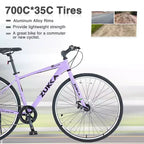 Bicicleta de carretera Whisen 28, bicicleta híbrida urbana con cuadro de aleación de aluminio Shimano de 7 velocidades y doble freno de disco